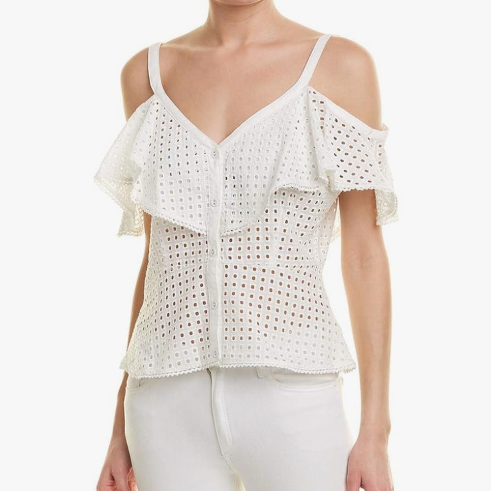 NWT BB DAKOTA EYELET “Arletta” WHITE TOP SZ S